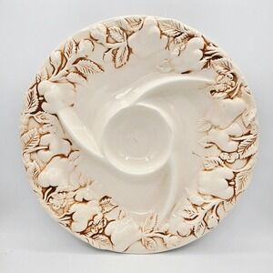 Elements Divided Serving Dish Appetizer Plate Vintage Cream Floral Design Party